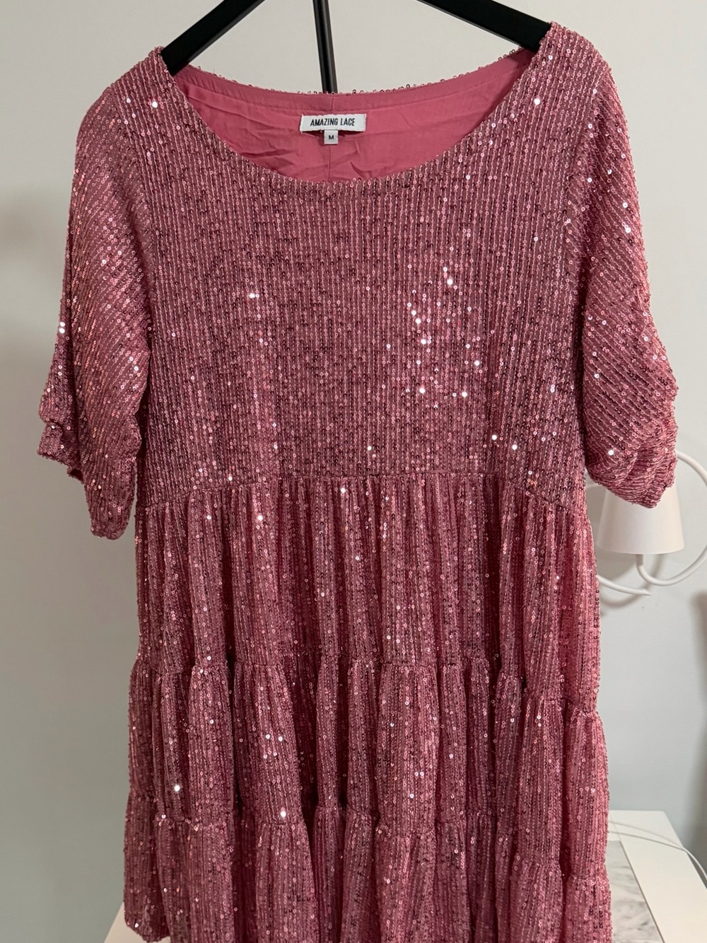 Amazing Lace Rose Pink Sequin Dress